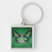 Jazz Age Showgirl Flapper Wearing Butterfly Wings Sleutelhanger (Voorkant)