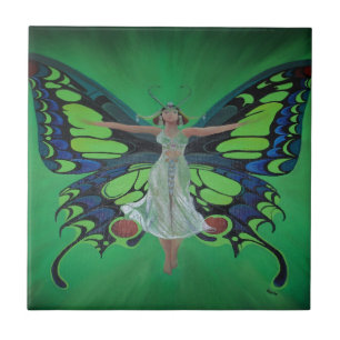Jazz Age Showgirl Flapper Wearing Butterfly Wings Tegeltje