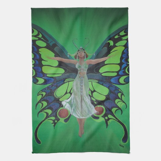 Jazz Age Showgirl Flapper Wearing Butterfly Wings Theedoek (Verticaal)