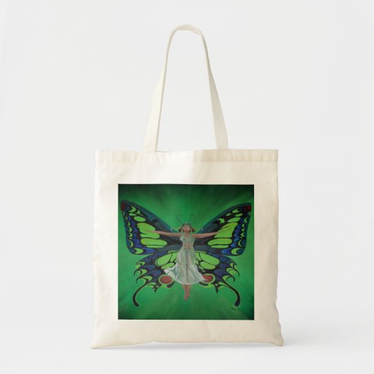 Jazz Age Showgirl Flapper Wearing Butterfly Wings Tote Bag (Voorkant)