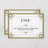 Jazz age taupe Art Deco RSVP trouwreactie (Voorkant / Achterkant)