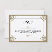 Jazz age taupe Art Deco RSVP trouwreactie Kaartje (Voorkant)