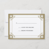 Jazz age taupe Art Deco RSVP trouwreactie Kaartje (Achterkant)
