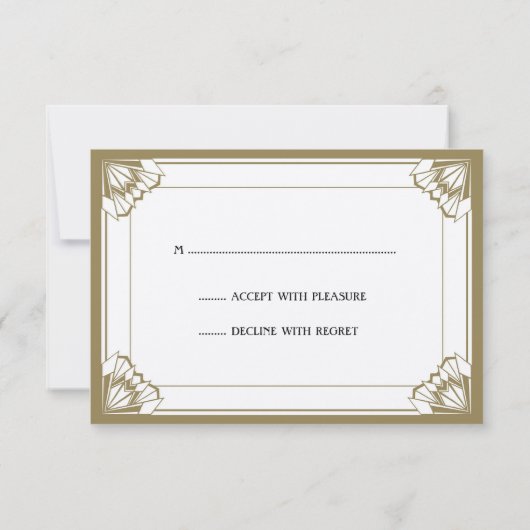 Jazz age taupe Art Deco RSVP trouwreactie Kaartje (Achterkant)