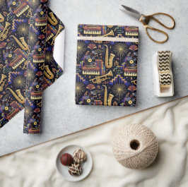 Jazz Age-vieringspatroon Cadeaupapier
