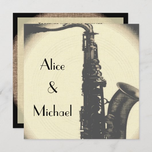 Jazz Age Wedding Invitation Art Deco Style Kaart (Voorkant / Achterkant)