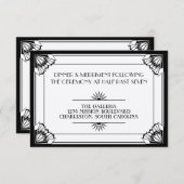 Jazz age zwart art deco bruiloftsreceptie kaart (Voorkant / Achterkant)