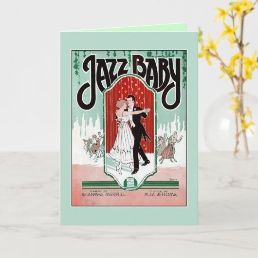 Jazz Baby jazz uit de jaren 20,  muziekafdekking v Kaart (Gele Bloem)