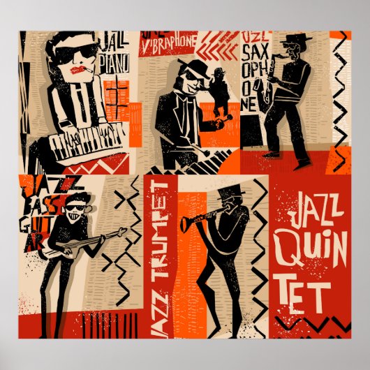 Jazz Band Cool Vintage Poster (Voorkant)