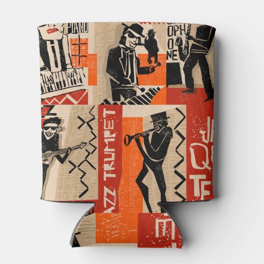 Jazz Band Cool Vintage Poster Blikjeskoeler (Achterkant)