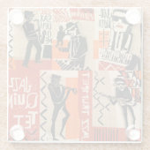 Jazz Band Cool Vintage Poster Glazen Onderzetter (Achterkant)