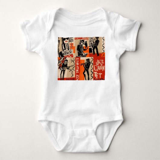Jazz Band Cool Vintage Poster Romper (Voorkant)