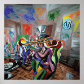 Jazz Band Digital Art Poster (Voorkant)