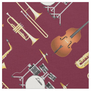 Jazz Band Instrumenten Muzikant Decor Rood Stof