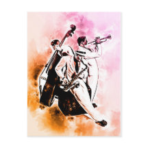 JAZZ Band Musicians Unieke Waterverf Muziek