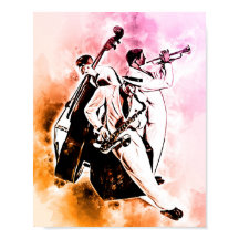 JAZZ Band Musicians Unieke Waterverf Muziek