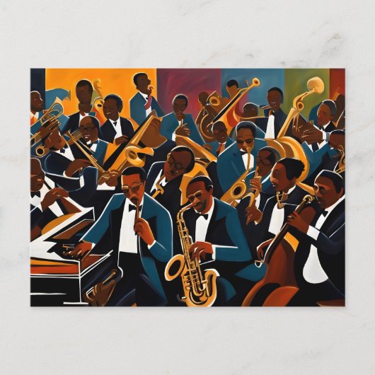 Jazz band muzikanten briefkaart (Voorkant)