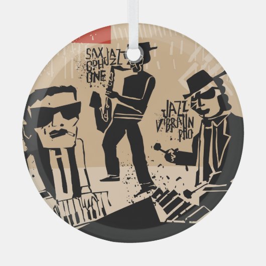 Jazz Band Poster: Cool Design Glas Ornament (Voorkant)