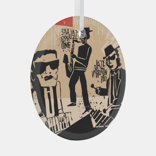 Jazz Band Poster: Cool Design Glas Ornament (Voorkant Rechts)