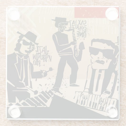  Jazz Band Poster: Cool Design Glazen Onderzetter (Achterkant)