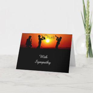 Jazz Band Silhouette Oranje Sunset Sympathy Kaart