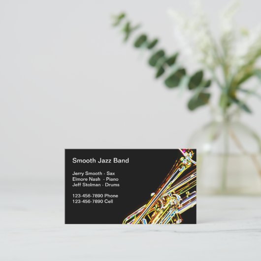 Jazz Band Trompet Thema Visitekaartje (Staand voorkant)