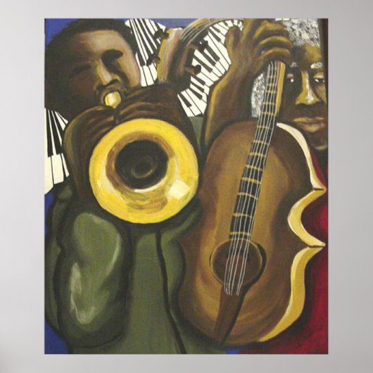Jazz Bass Trumpet Piano Art Poster (Voorkant)