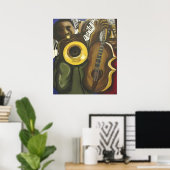 Jazz Bass Trumpet Piano Art Poster (Thuiskantoor)