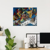Jazz Bass Trumpet Piano Art Poster (Thuiskantoor)