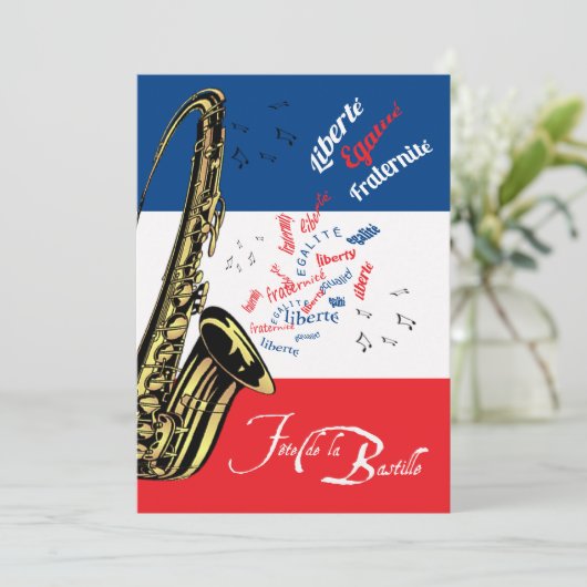 Jazz Bastille Dag Juli 14 Uitnodiging (Staand voorkant)