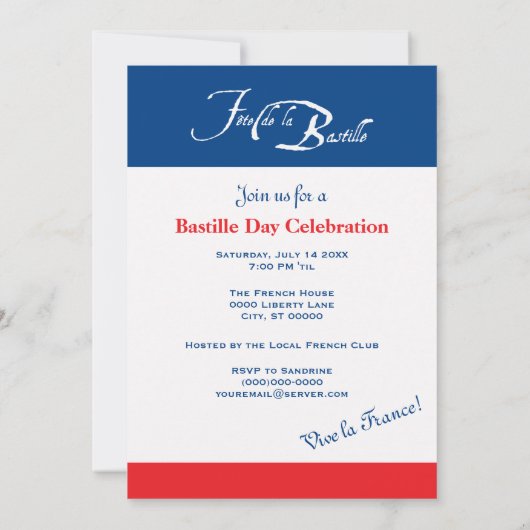 Jazz Bastille Dag Juli 14 Uitnodiging (Achterkant)
