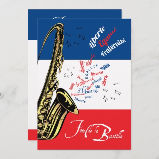 Jazz Bastille Dag Juli 14 Uitnodiging (Voorkant / Achterkant)