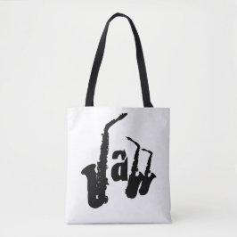 Jazz Black Sax Kies uw achtergrondkleurentas Tote Bag