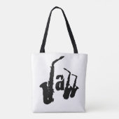 Jazz Black Sax Kies uw achtergrondkleurentas Tote Bag (Achterkant)