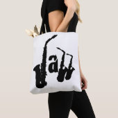 Jazz Black Sax Kies uw achtergrondkleurentas Tote Bag (Dichtbij)
