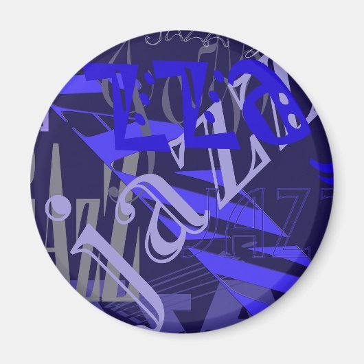 Jazz Blue op blauw Magneet (Voorkant)