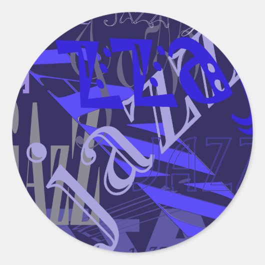 Jazz Blue op blauw Ronde Sticker (Voorkant)