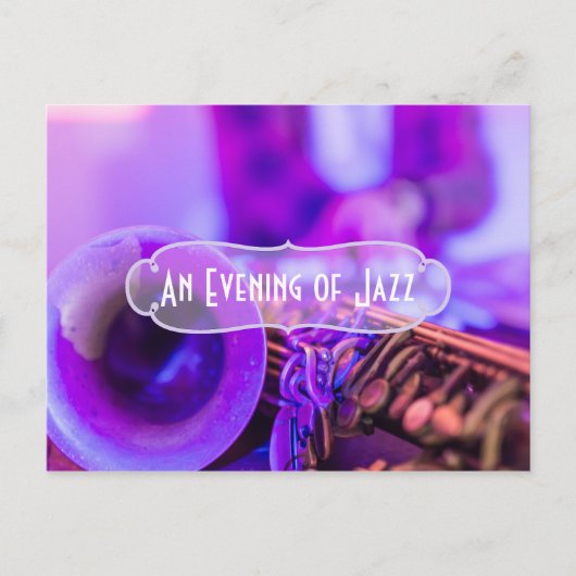 Jazz Blues Thema Retro Feest Uitnodiging Briefkaart (Voorkant)
