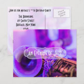 Jazz Blues Theme Retro Party uitnodiging Briefkaart (Voorkant / Achterkant)