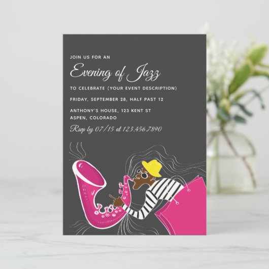Jazz Blues Threadparty uitnodiging (Staand voorkant)