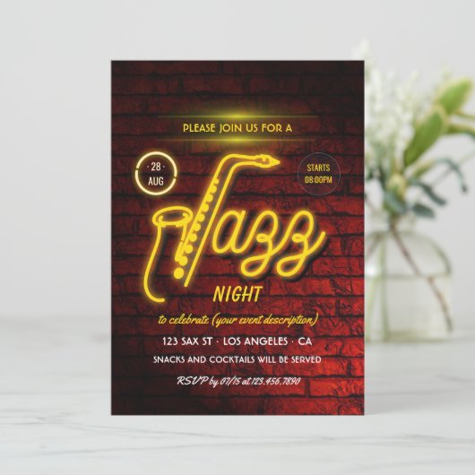 Jazz Blues Threadparty uitnodiging (Staand voorkant)