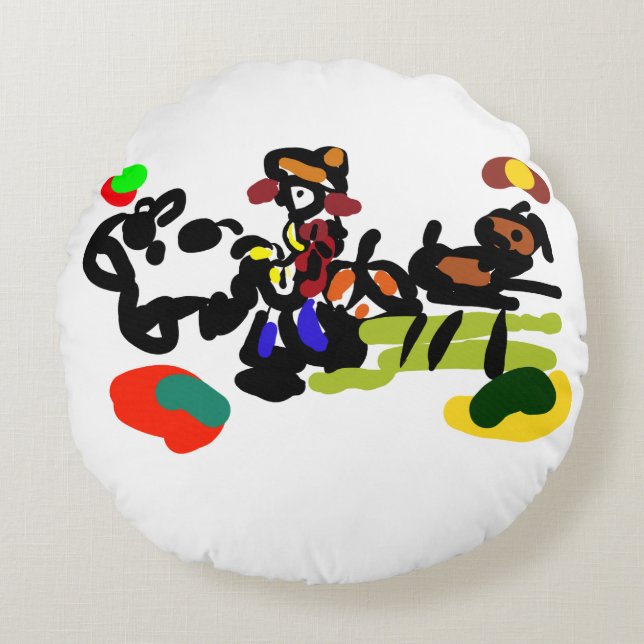Jazz boerderij herfst  rond kussen (Voorkant)