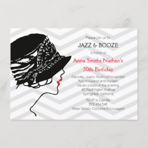 Jazz & Booze Great Gatsby verjaardagsuitnodiging Kaart