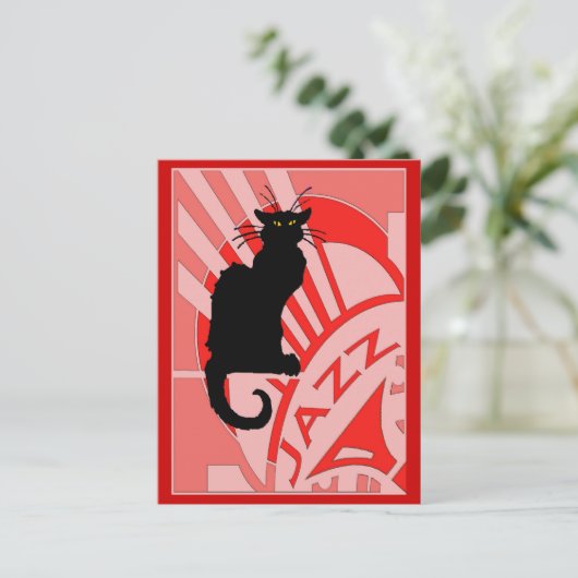 Jazz Cat Briefkaart (Staand voorkant)