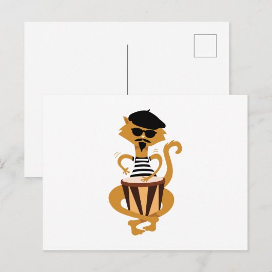 Jazz Cat Briefkaart (Voorkant / Achterkant)