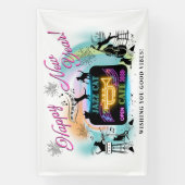 Jazz Cat Cafe Nieuwjaarsbanner Spandoek (Verticaal)