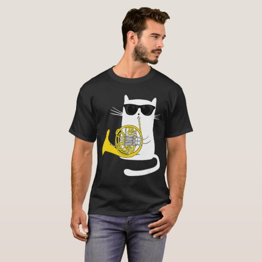 Jazz Cat die Franse paarn Cool Smooth speelt T-shirt (Voorkant volledig)