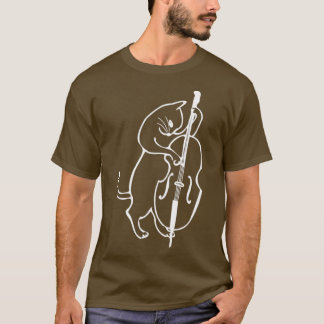 Jazz Cat die rechtop met dubbele tas speelt T-shirt