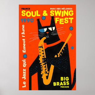 Jazz Cat Kunstprint 1990 Soul & Swing Festival Poster