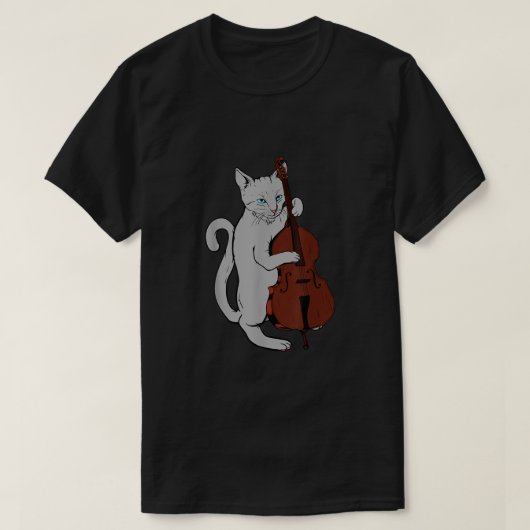 Jazz Cat Palling Upright Bass Shirt Cool Musician3 (Design voorkant)